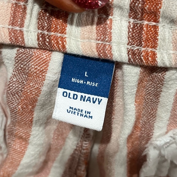 Old Navy High Rise Shorts Linen Blend Elastic Waist Striped Multicolor  Size L - Picture 4 of 6